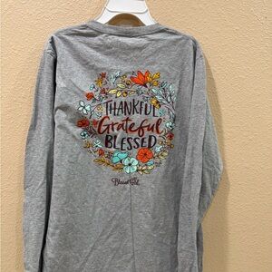 Gray Long Sleeve Shirt with Floral Design-Women's small